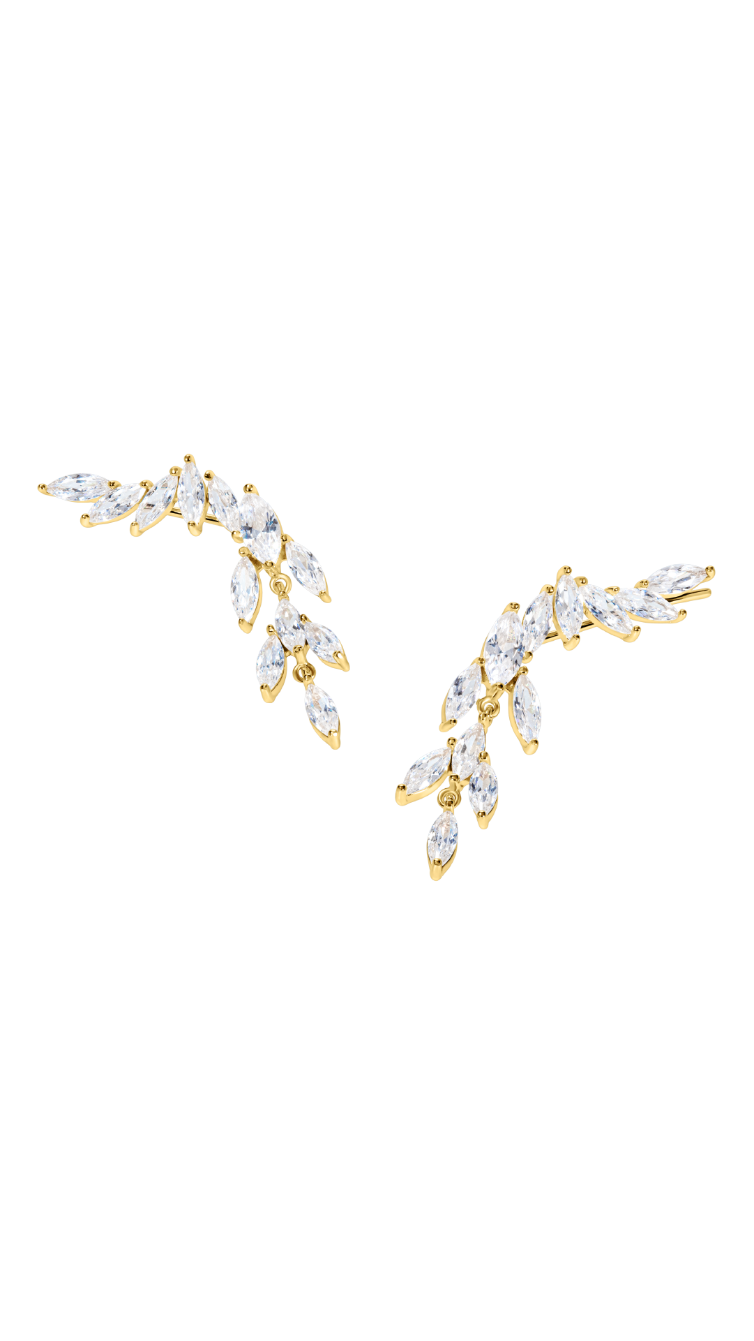 Marquise cut gemstone statement gold earrings for women.