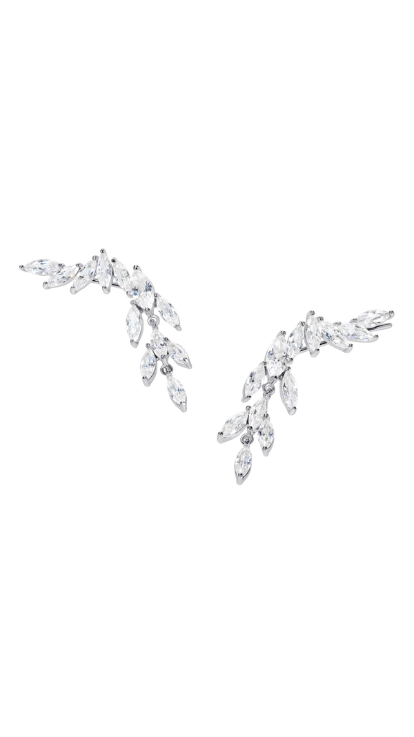 Marquise cut gemstone statement sterling silver earrings for women.