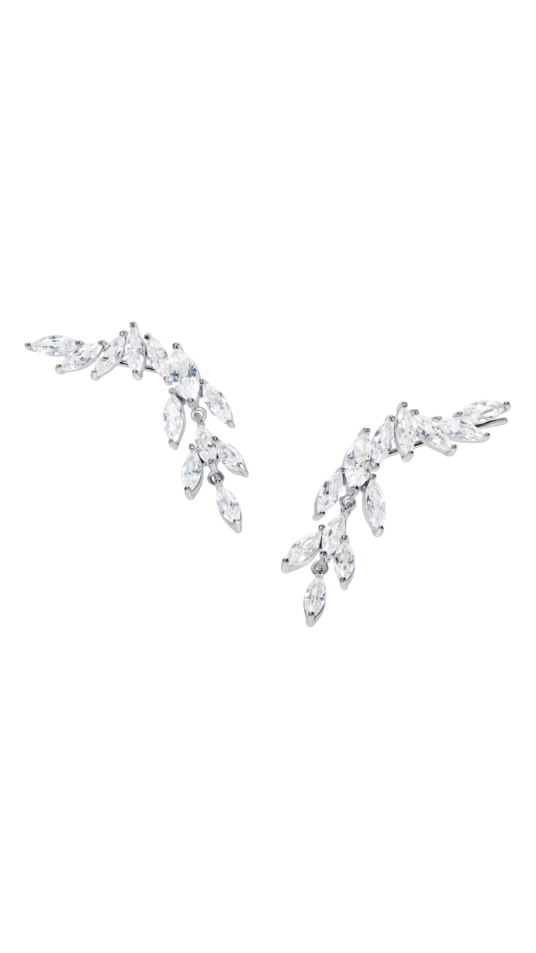 Marquise cut gemstone statement sterling silver earrings for women.