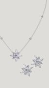 Snowflower sterling silver earrings and necklace gift set