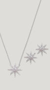 Sterling silver Stella star necklace and earrings gift set for her.