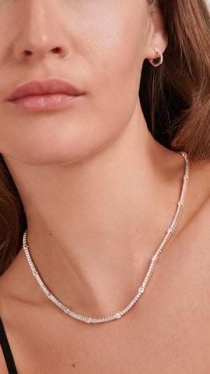 Phoebe Tennis Necklace White Gold Plated