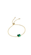 Recycled emerald sugarloaf stone gold vermeil slider bracelet for women. 