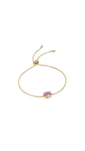 Gold vermeil on sterling silver slider bracelet for women with lab-grown paparadascha stone from the Sugardrop collection.