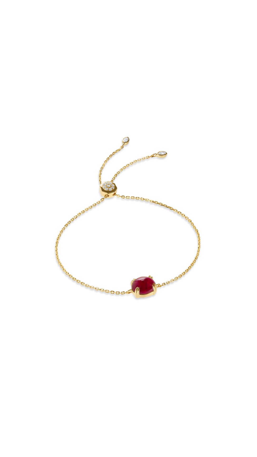 Recycled ruby cabochon gold vermeil slider bracelet for women from the Sugardrop collection.