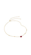 Dark pink lab-grown cabochon gemstone on a gold vermeil station necklace for women from the Sugardrop collection.