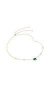 Lab grown gemstone from recycled emeralds. Emerald gold necklace for women.