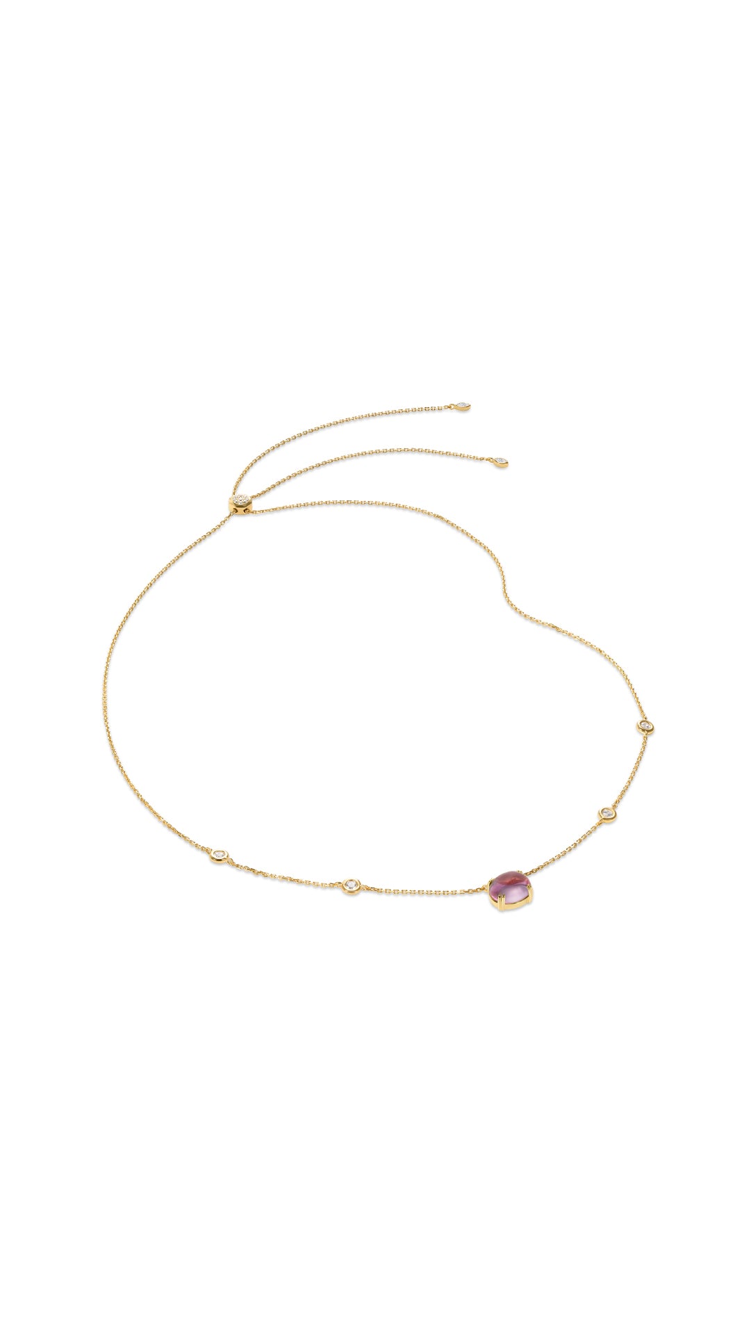 Gold vermeil station necklace for women with lab grown paparadascha gemstone.