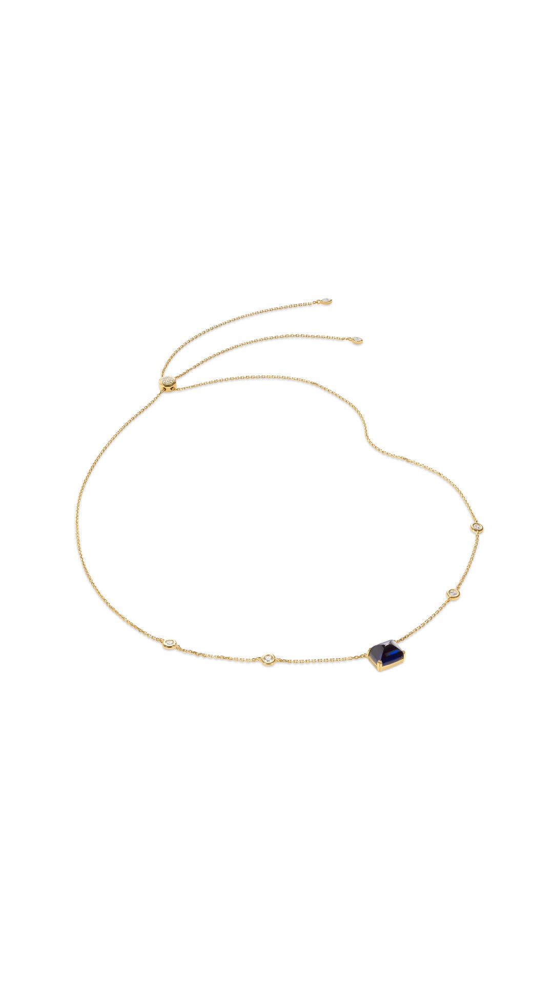 Sugarloaf cut lab grown gemstone sapphire necklace for women. 