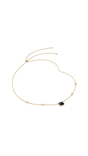 Sugarloaf cut lab grown gemstone sapphire necklace for women. 