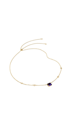 Recycled tanzanite stone gold vermeil station necklace for women from the Sugardrop collection.