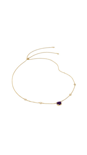 Cabochon stone gold vermeil necklace for women with a tanzanite stone in a product view.