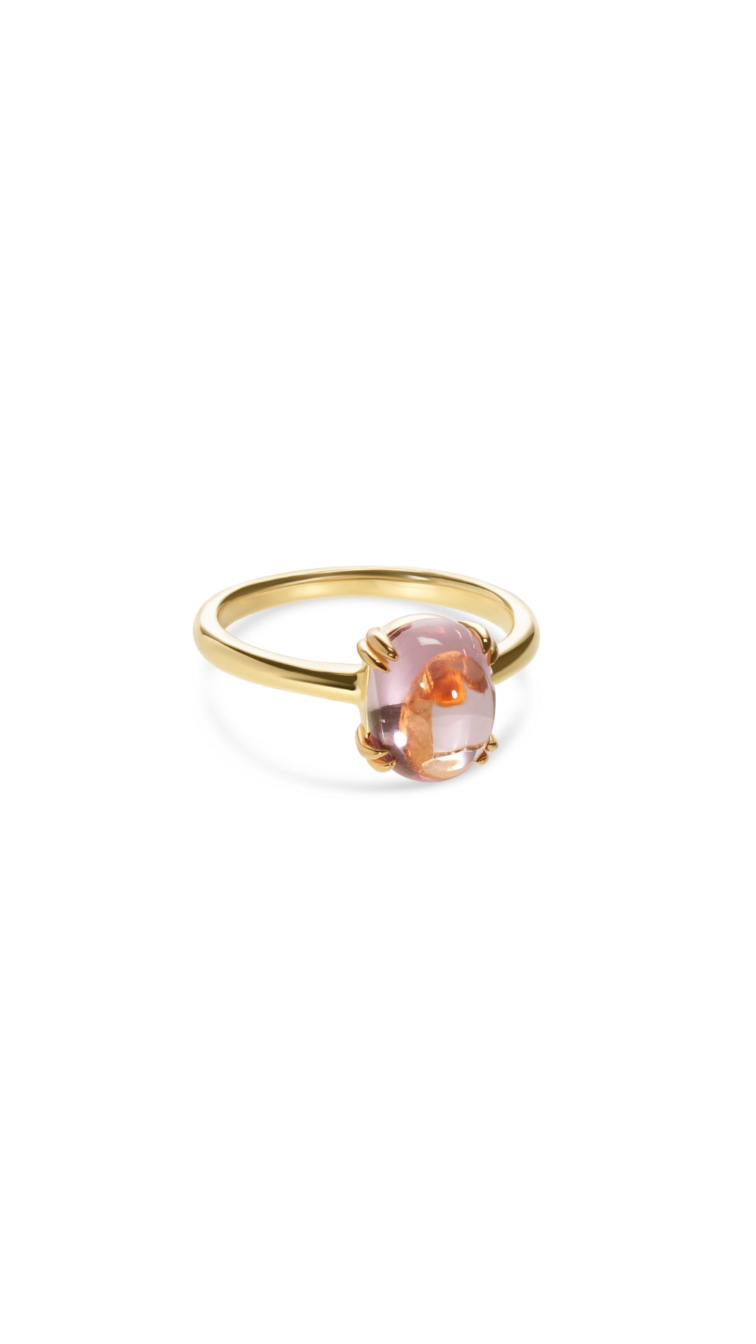 Cabochon stone gold vermeil ring for women made from recycled paparadascha gemstones from the sugardrop collection