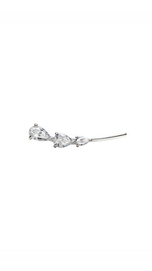 Toluda Ear Climber White Gold Plated