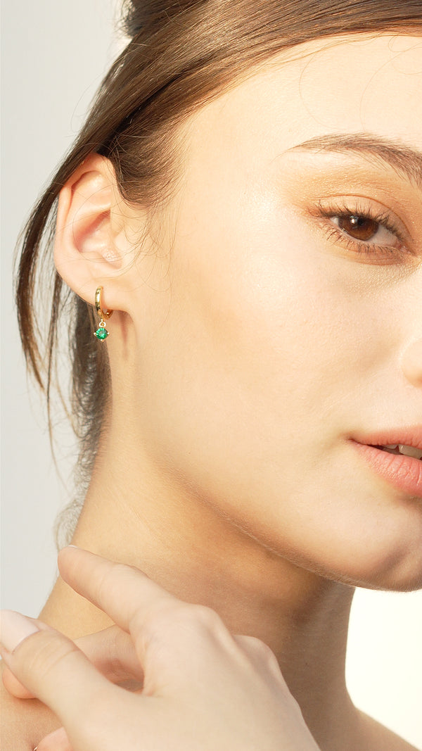 Tilda Hoop Earrings Emerald Gold Vermeil