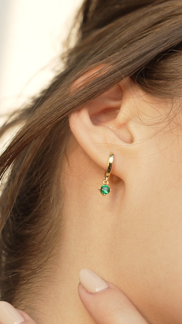 Tilda Hoop Earrings Emerald Gold Vermeil