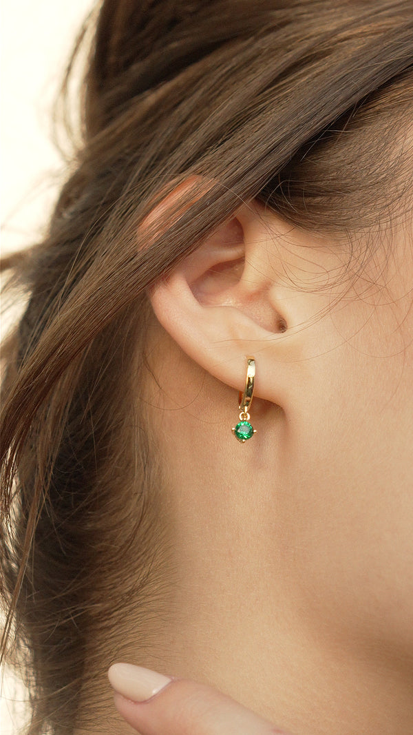 Tilda Hoop Earrings Emerald Gold Vermeil