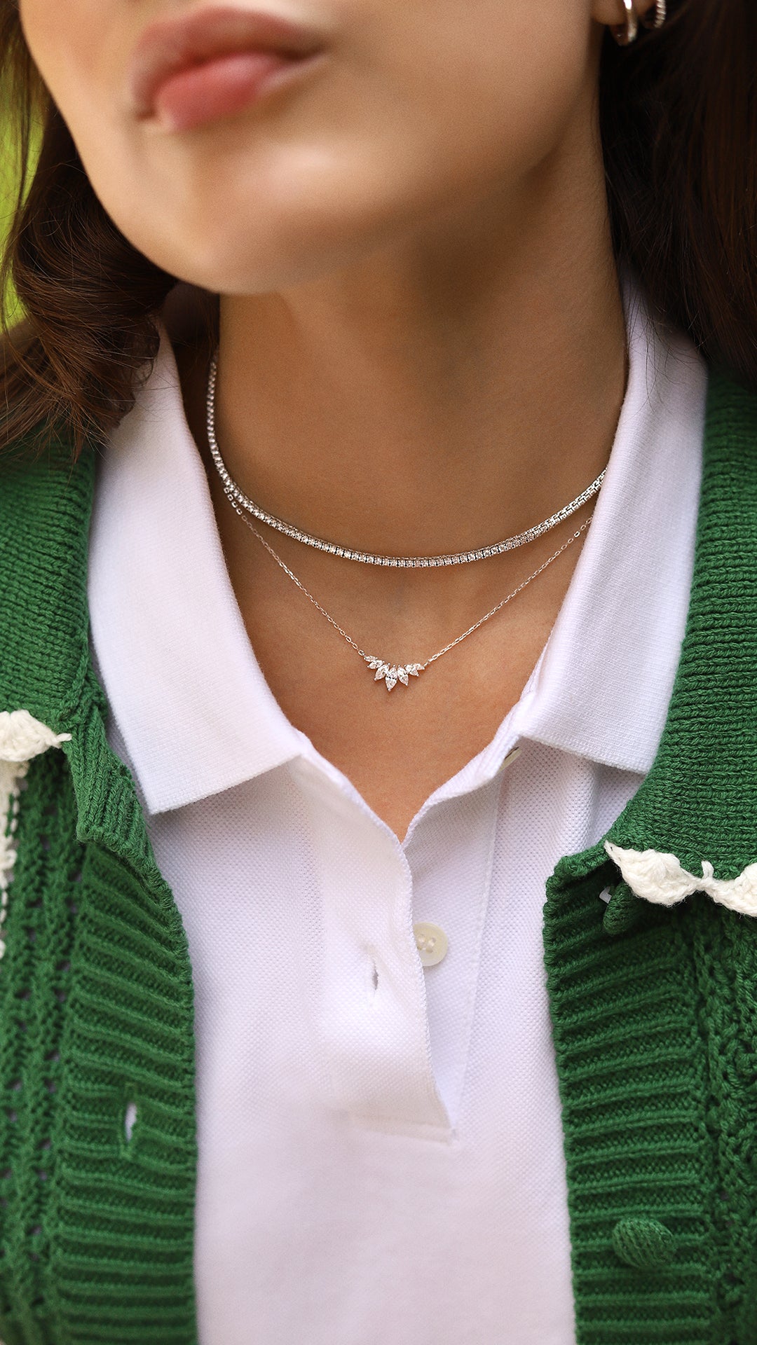 Lexi Tennis Necklace White Gold Plated