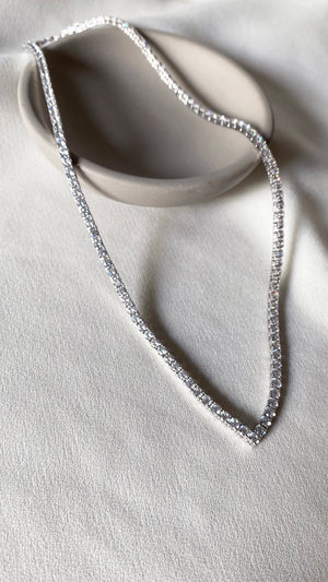 Vee Line Necklace White Gold Plated