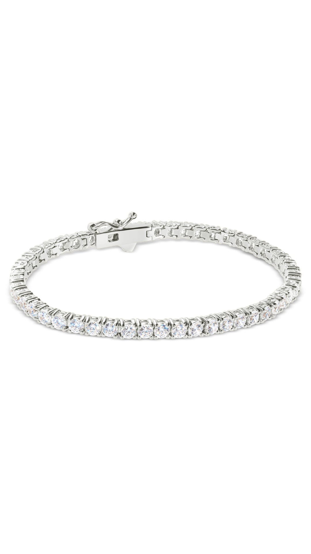 Vianne 9k white gold tennis bracelet for women made from the finest alternatives to mined diamonds. 