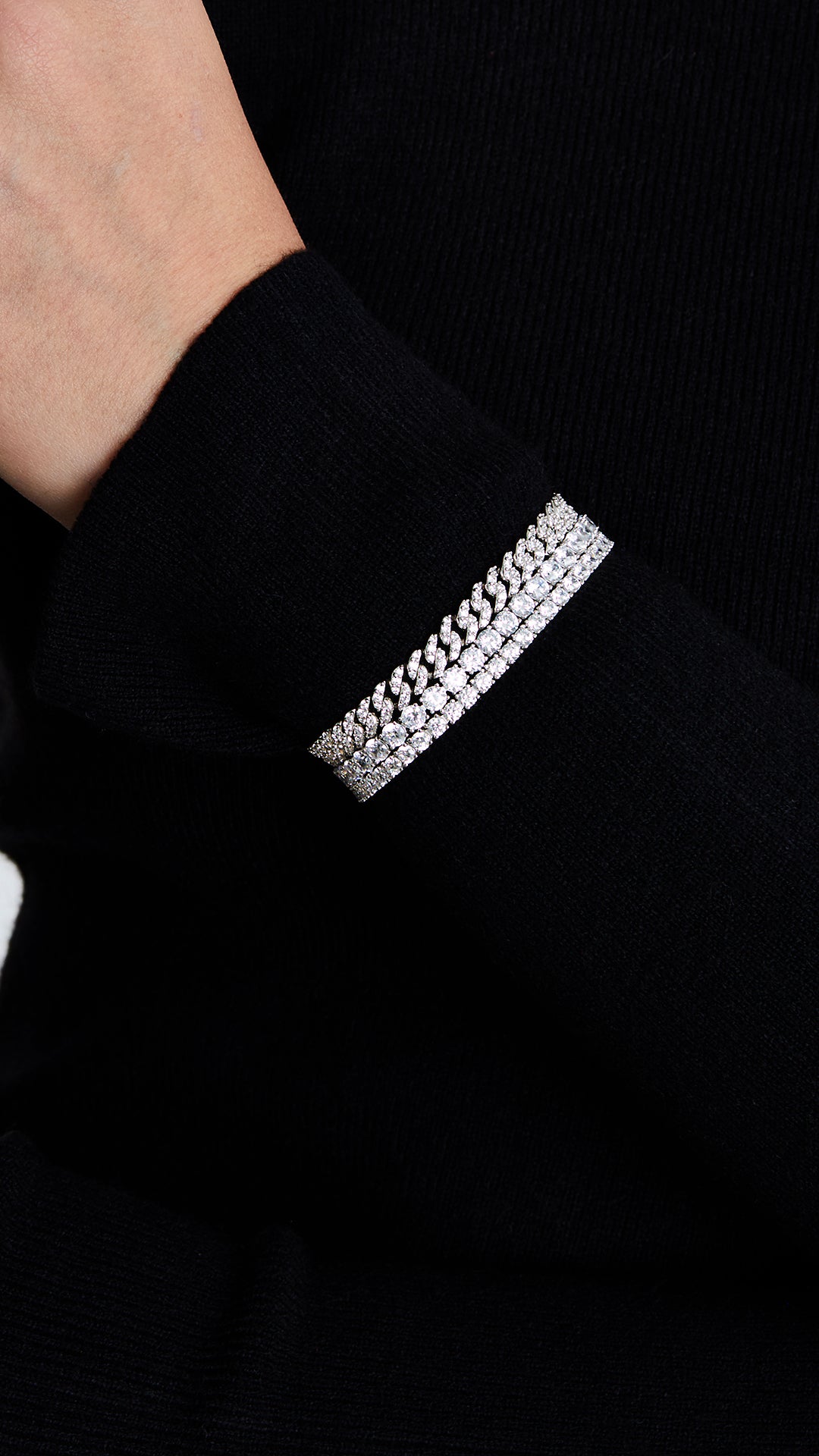 Vida Small Pave Bracelet White Gold Plated