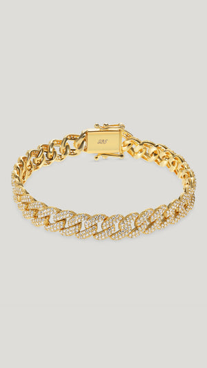 Vida cuban chain link bracelet in gold vermeil with pavé