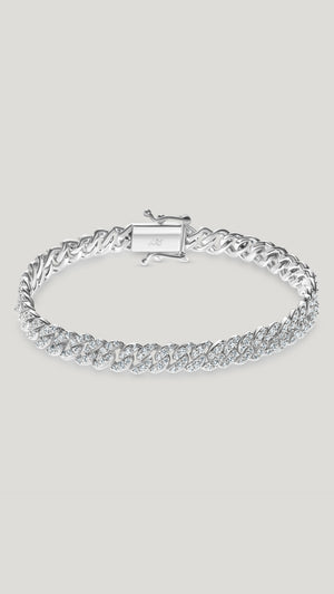 Vida sterling silver pavé small cuban chain bracelet for women