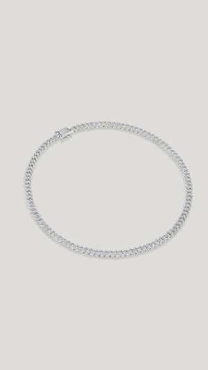 Vida pave sterling silver small cuban chain necklace for women