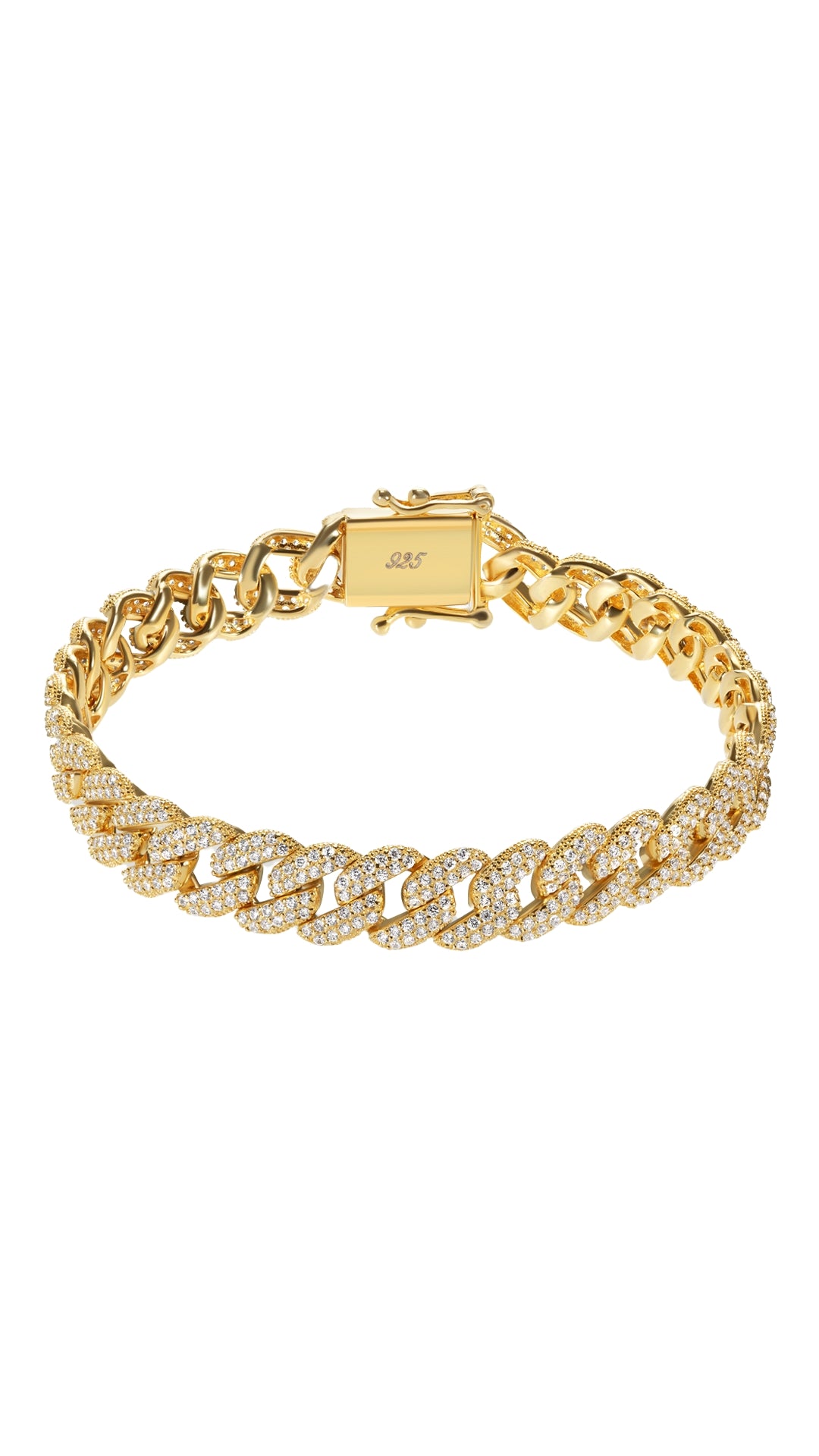 Vida gold cuban chain bracelet for women with pave detailing. 