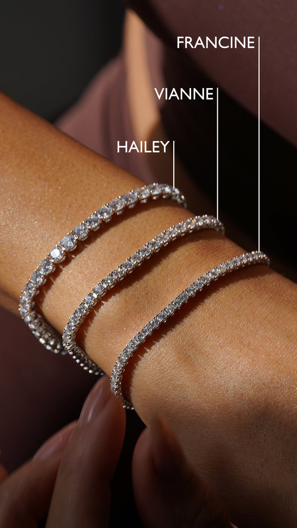 Elegant tennis bracelets available in three graduated carat stone sizes. 