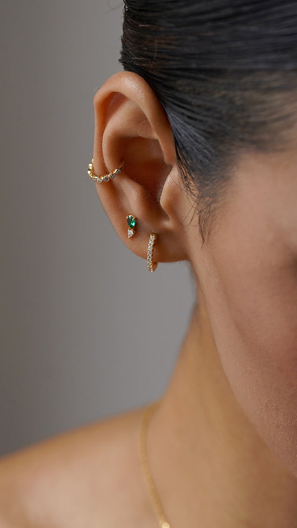 Zeta Stud Earrings Emerald Gold Vermeil