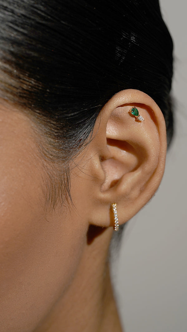 Zeta Stud Earrings Emerald Gold Vermeil