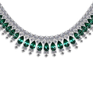 Phillipa Grand Necklace Green White Gold Plated