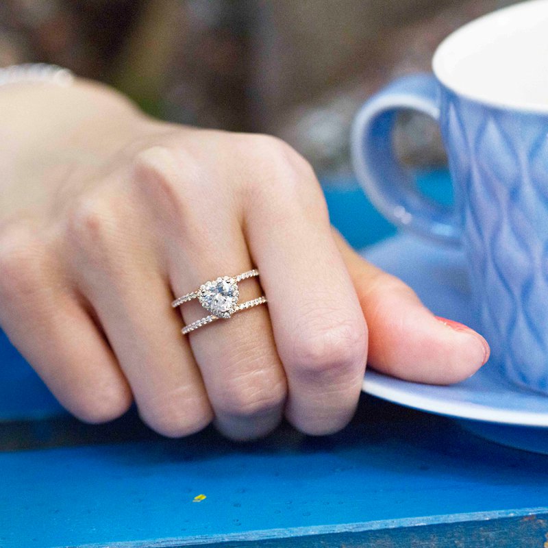 Sterling Silver Heart Ring - Rose Gold