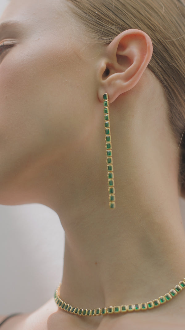 Cassidy Emerald Green Earrings Gold Vermeil