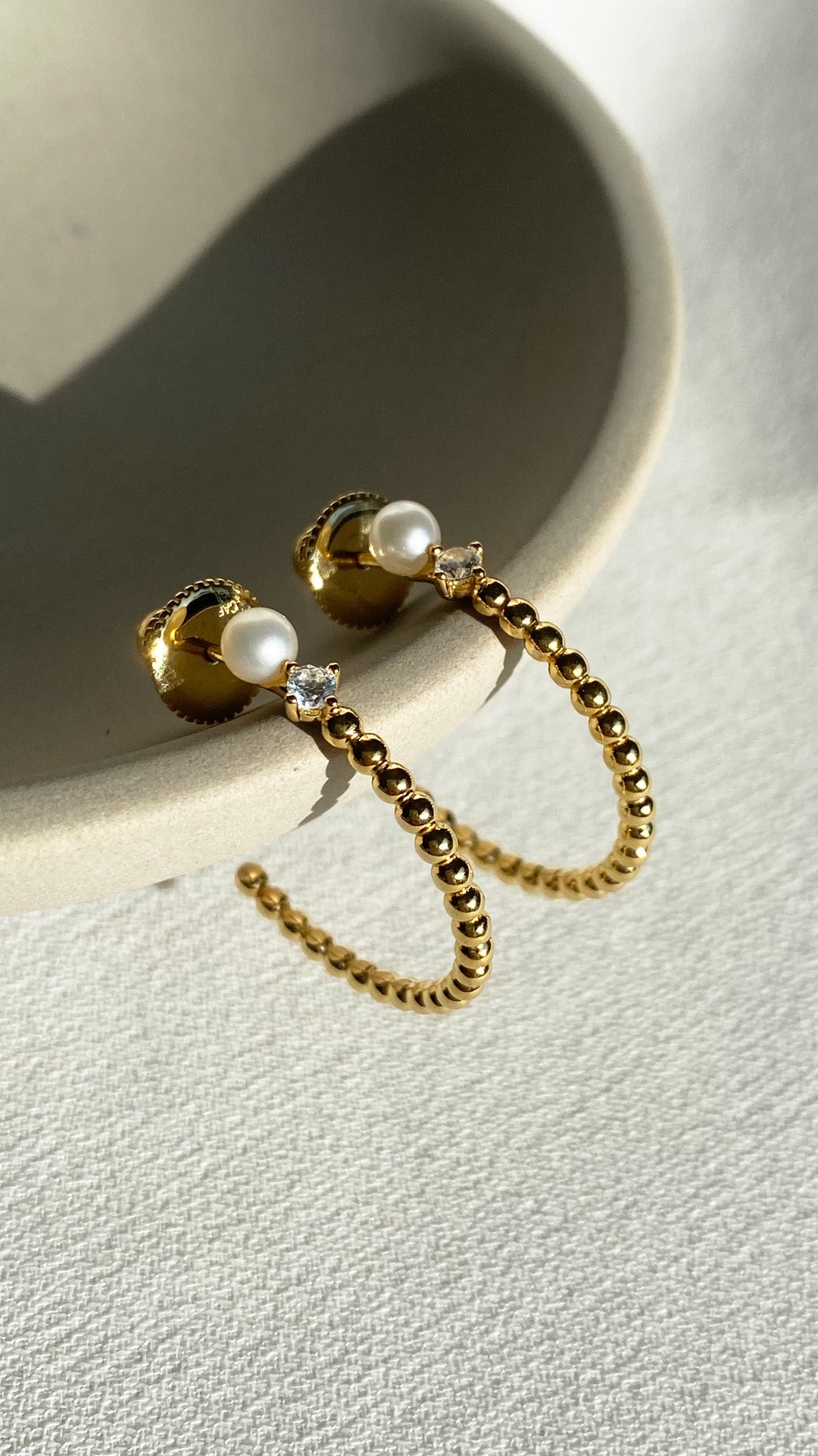 Cady Large Bead Hoops with Pearl 18K Gold Vermeil