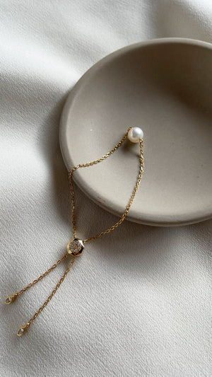 Cady Solitaire Pearl Bracelet 18K Gold Vermeil