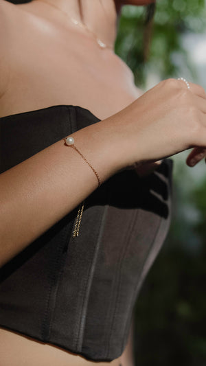 Cady Solitaire Pearl Bracelet 18K Gold Vermeil