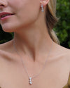 Gramercy Tri Heart Drop Necklace White Gold Plated