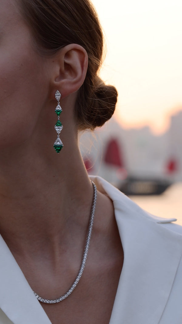 Izta Emerald Earrings Sterling Silver