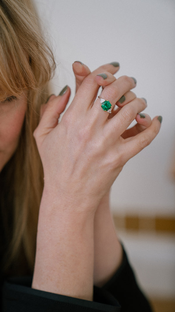 Leyton Flanders Emerald Ring Sterling Silver