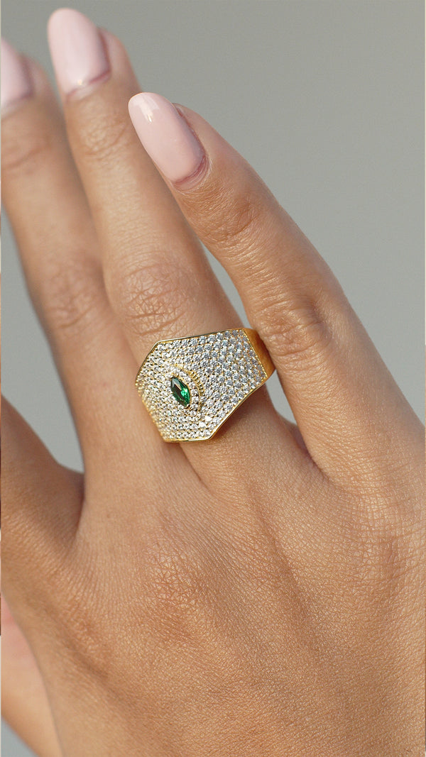 Makeda Emerald Ring Gold Vermeil