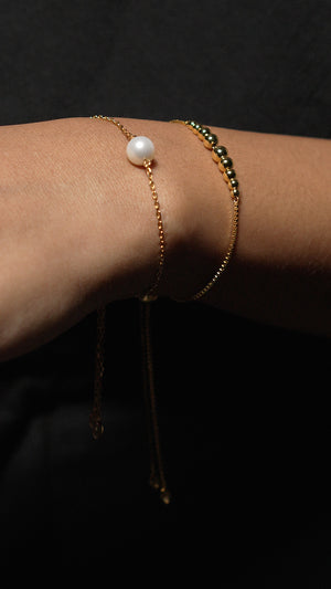 Cady Solitaire Pearl Bracelet 18K Gold Vermeil