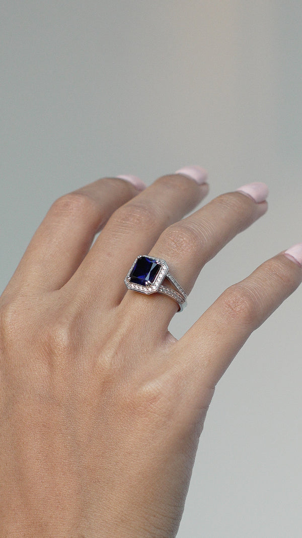 Percy Sapphire Ring Sterling Silver