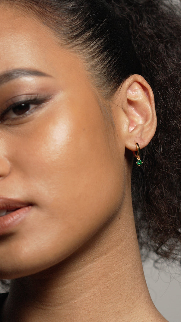 Tilda Hoop Earrings Emerald Gold Vermeil