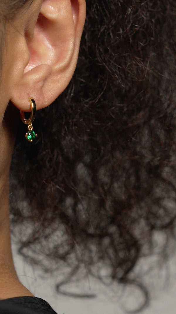 Tilda Hoop Earrings Emerald Gold Vermeil