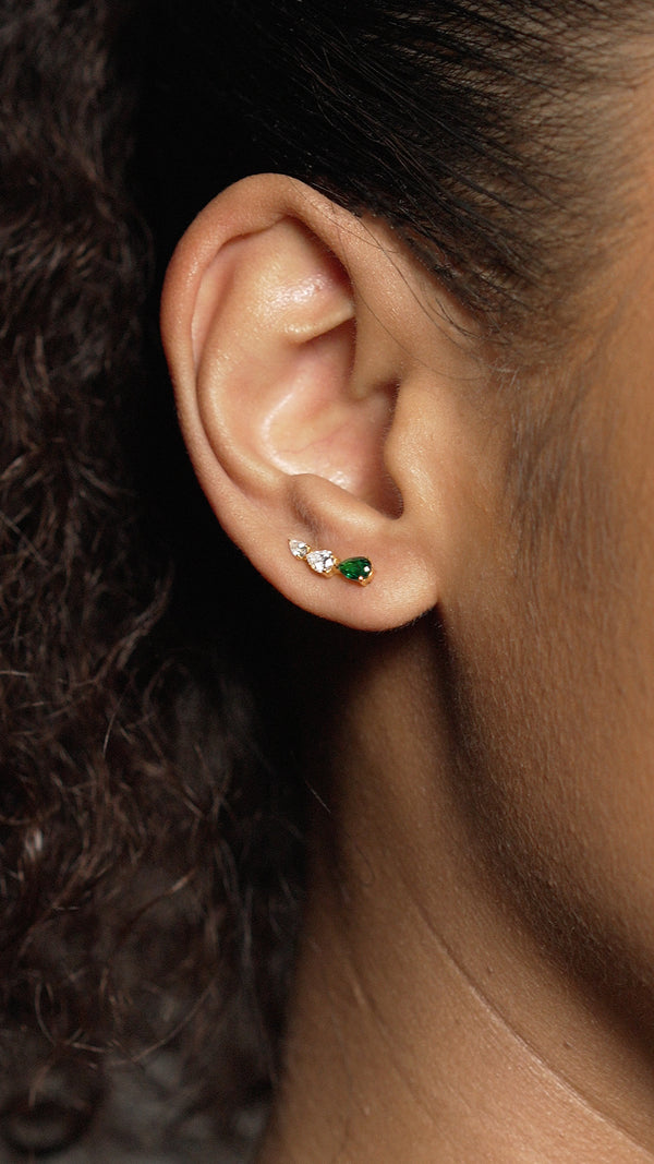 Toluda Ear Climber Emerald Gold Vermeil