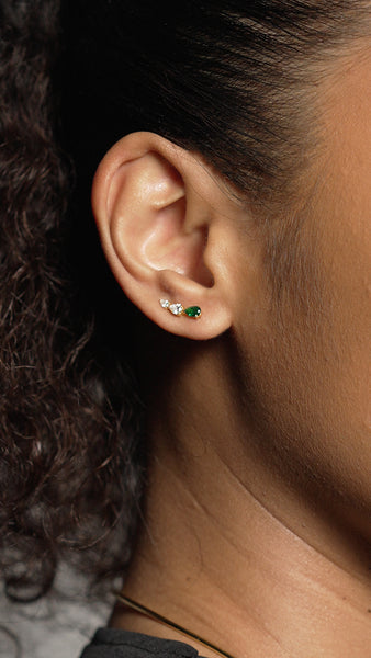 Toluda Ear Climber Emerald Gold Vermeil